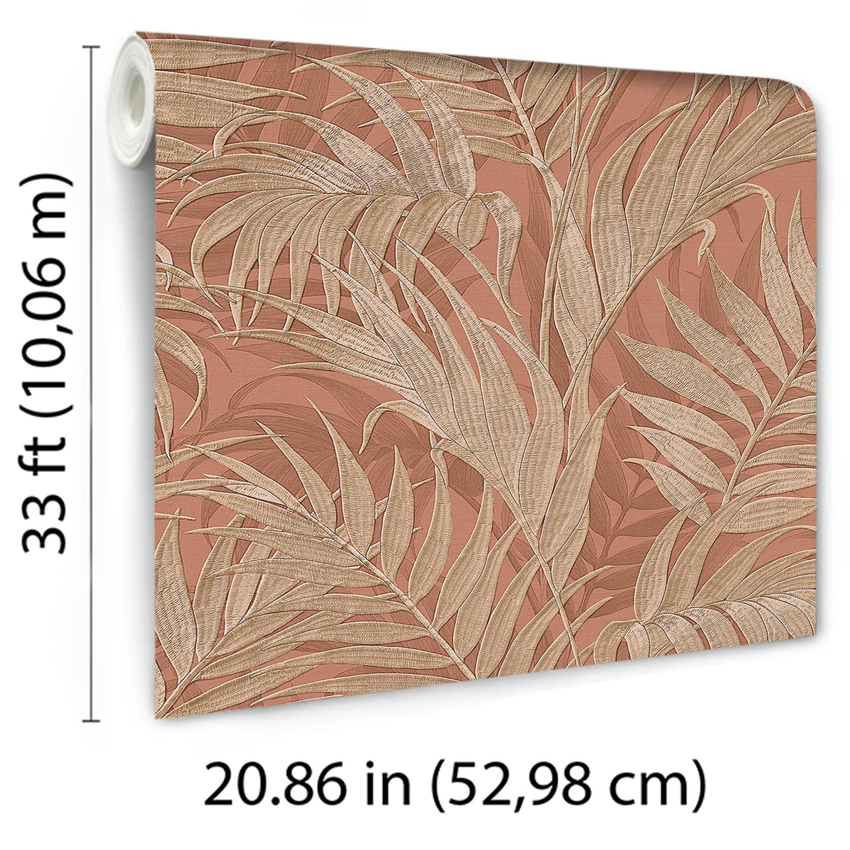 Veer Decor Embroidered Palm Coral Wallpaper