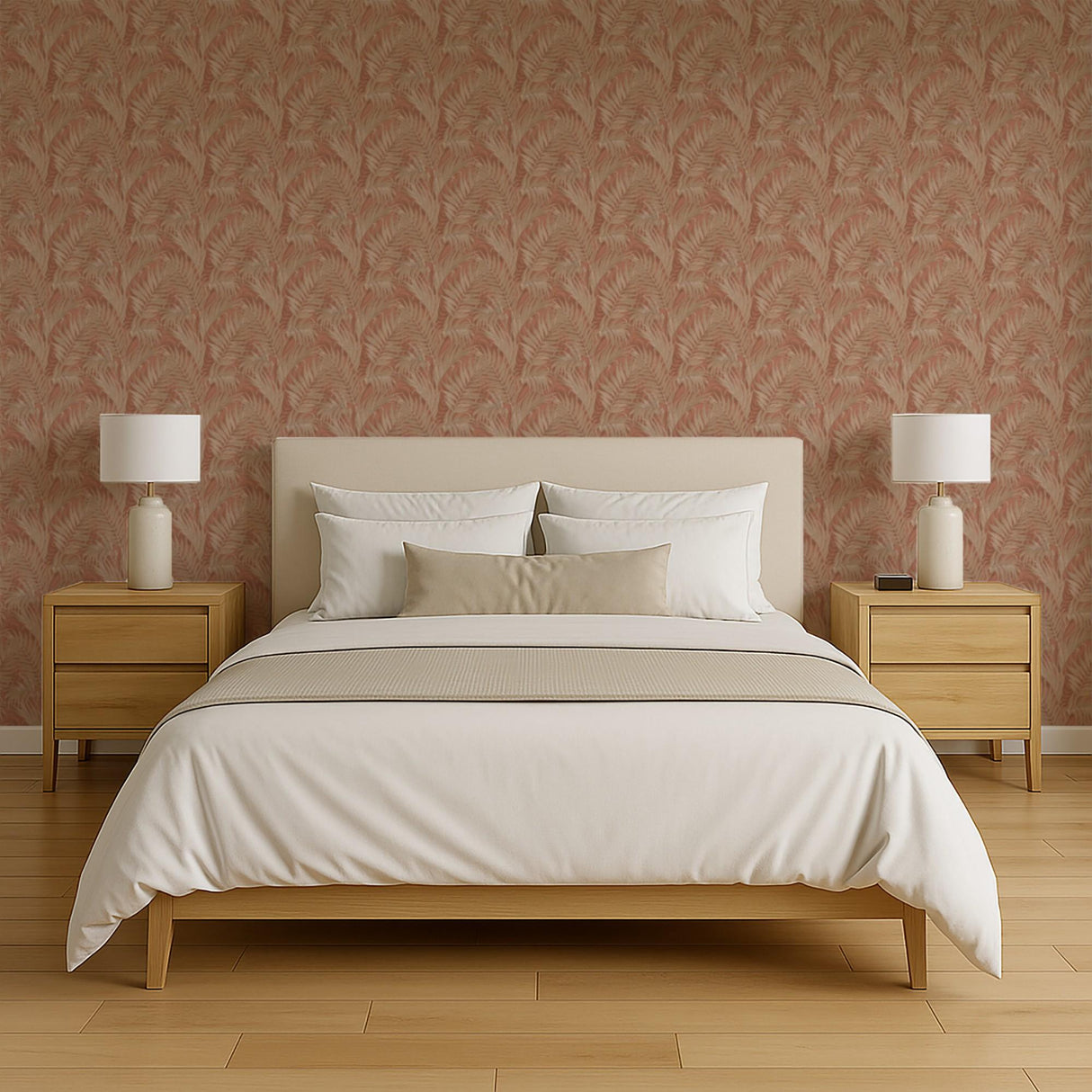Veer Decor Embroidered Palm Coral Wallpaper
