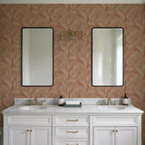 Veer Decor Embroidered Palm Coral Wallpaper