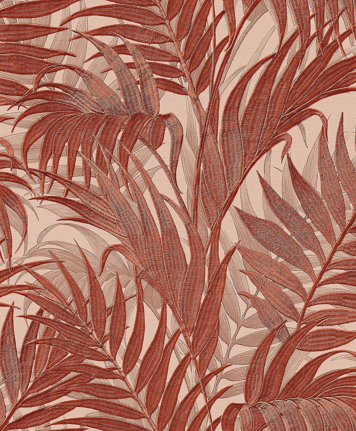 Veer Decor Embroidered Palm Red Wallpaper