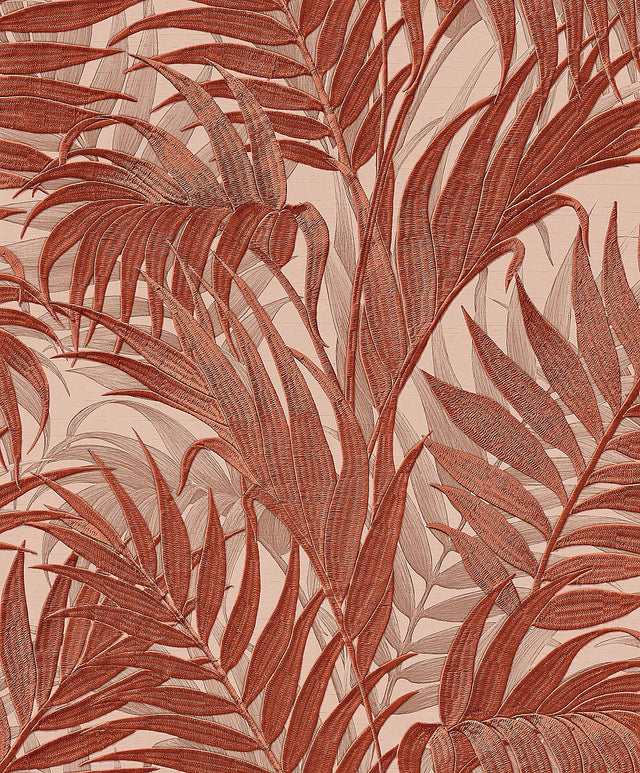 Veer Decor Embroidered Palm Red Wallpaper