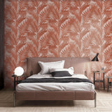 Veer Decor Embroidered Palm Red Wallpaper