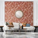 Veer Decor Embroidered Palm Red Wallpaper