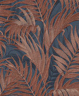 Veer Decor Embroidered Palm Navy Wallpaper