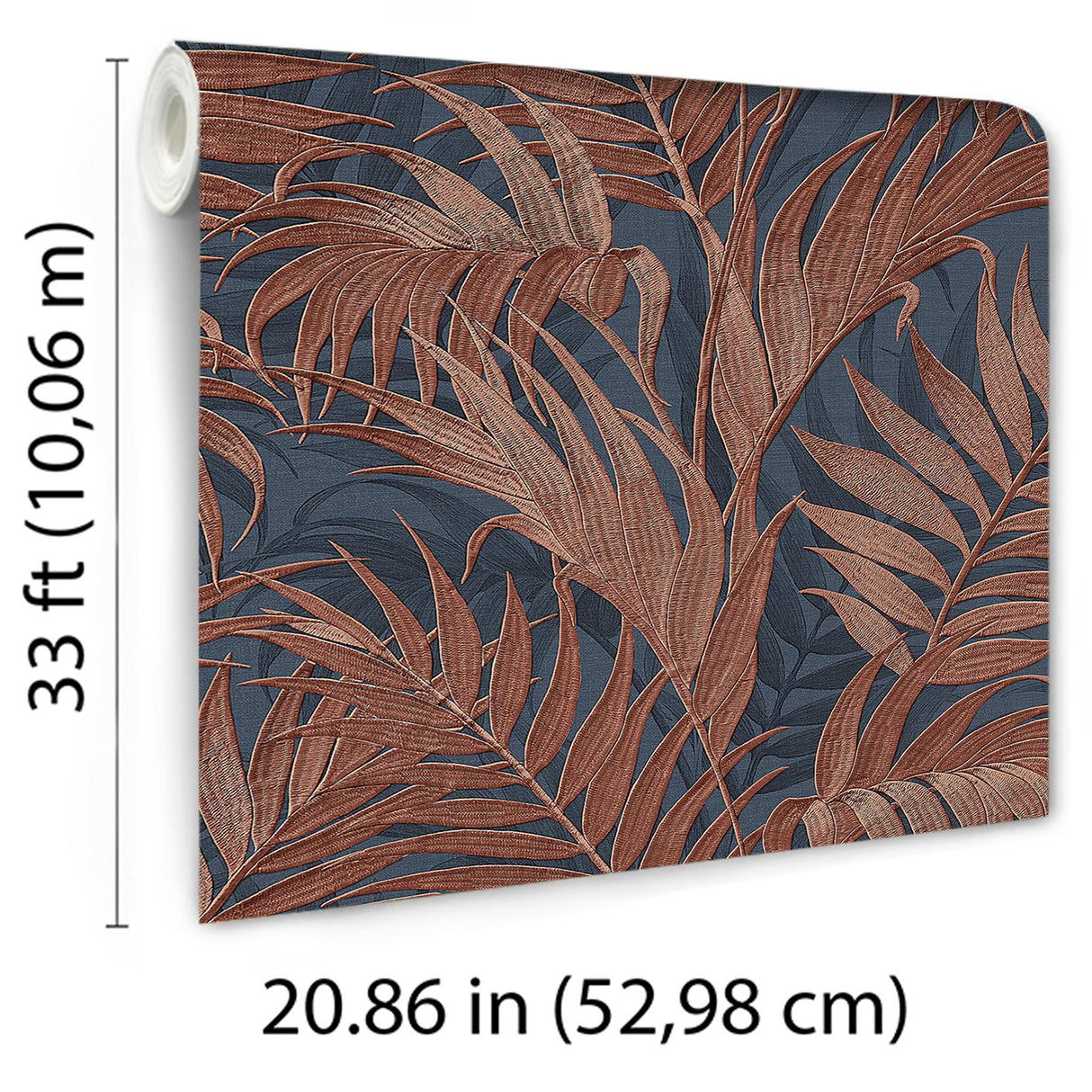 Veer Decor Embroidered Palm Navy Wallpaper