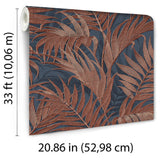 Veer Decor Embroidered Palm Navy Wallpaper