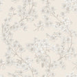 Veer Decor Embroidered Cherry Bloom Silver Wallpaper