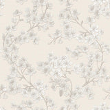 Veer Decor Embroidered Cherry Bloom Silver Wallpaper