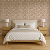 Veer Decor Embroidered Cherry Bloom Orange Wallpaper