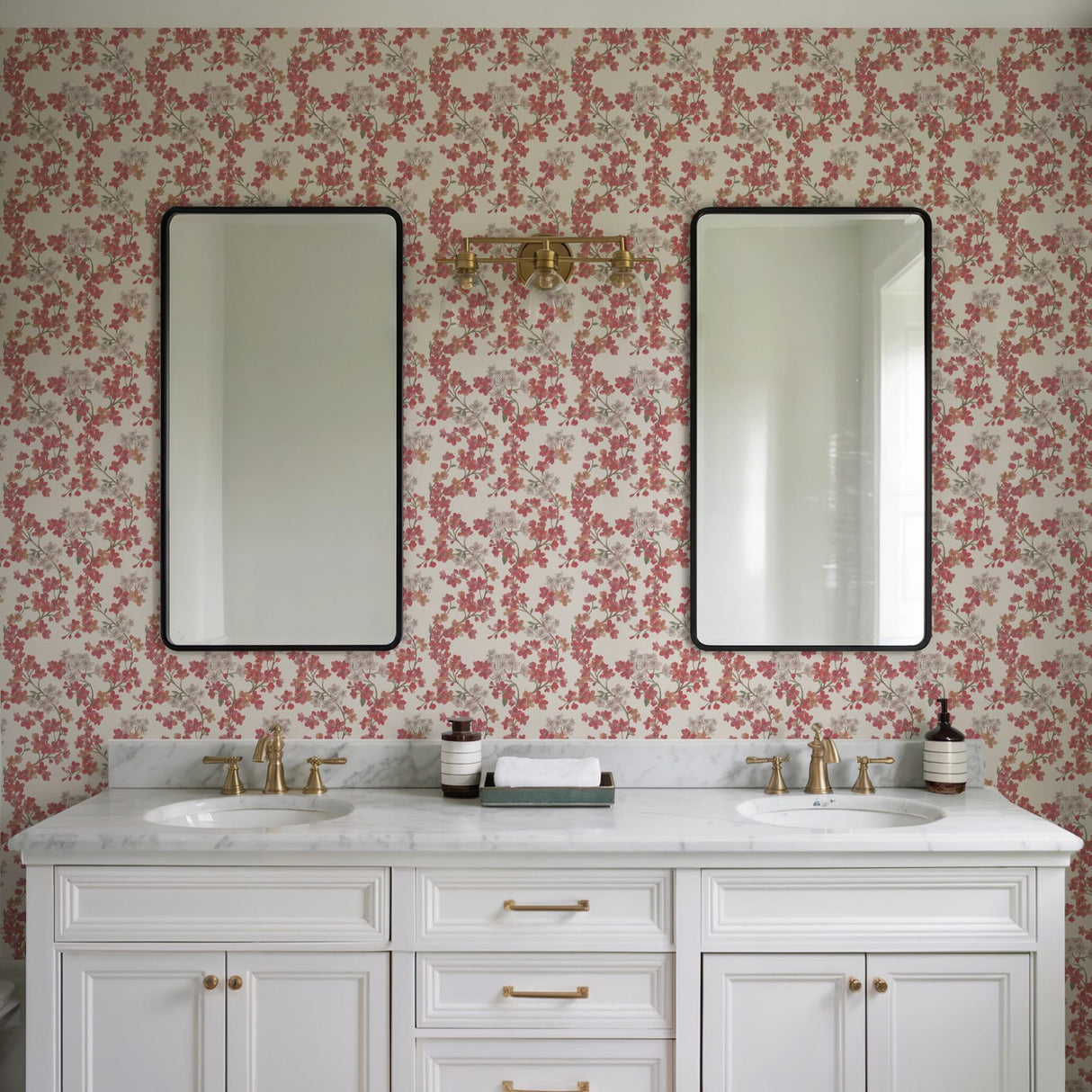 Veer Decor Embroidered Cherry Bloom Pink Wallpaper