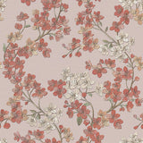 Veer Decor Embroidered Cherry Bloom Red Wallpaper