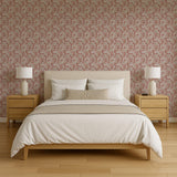 Veer Decor Embroidered Cherry Bloom Red Wallpaper