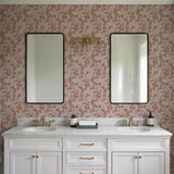 Veer Decor Embroidered Cherry Bloom Red Wallpaper