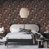 Veer Decor Embroidered Cherry Bloom Black Wallpaper