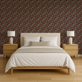 Veer Decor Embroidered Cherry Bloom Black Wallpaper