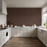 Veer Decor Embroidered Cherry Bloom Black Wallpaper