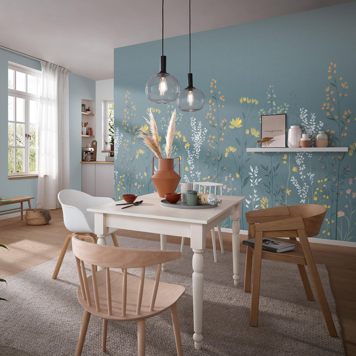Veer Decor Meadow Rise Grey Wall Mural