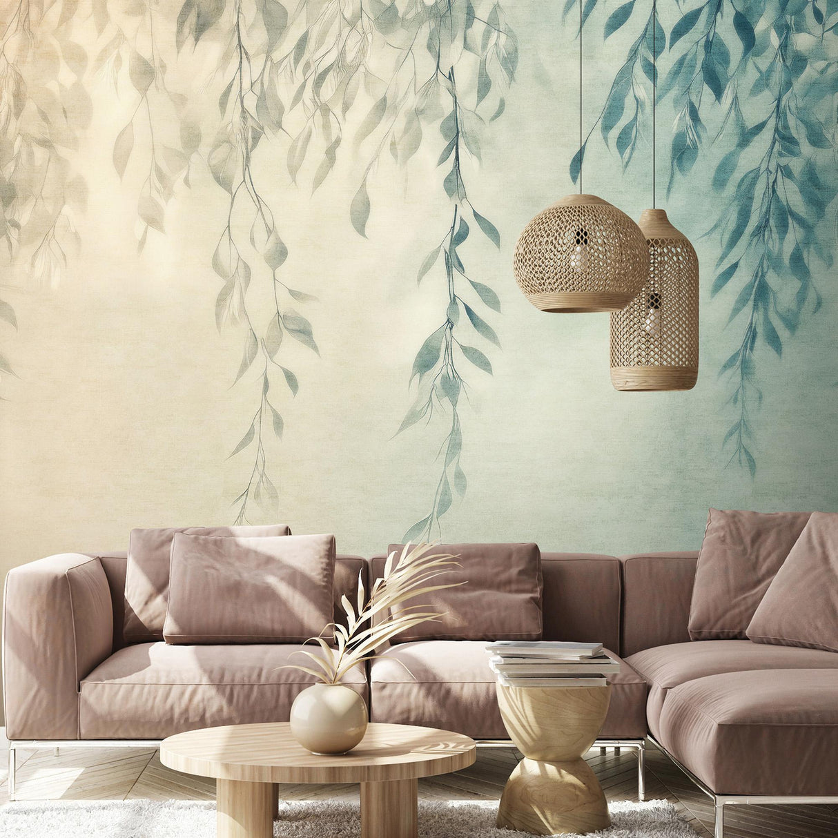 Veer Decor Silent Leaves Teal Wall Mural