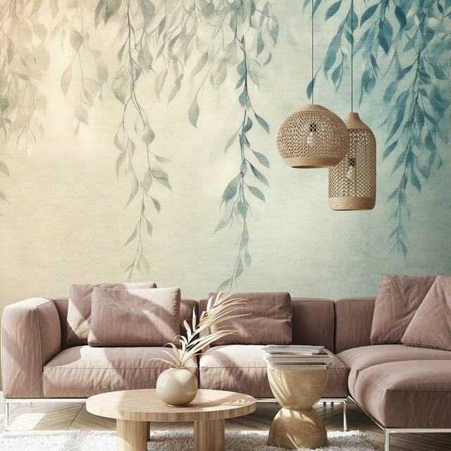 Veer Decor Silent Leaves Teal Wall Mural