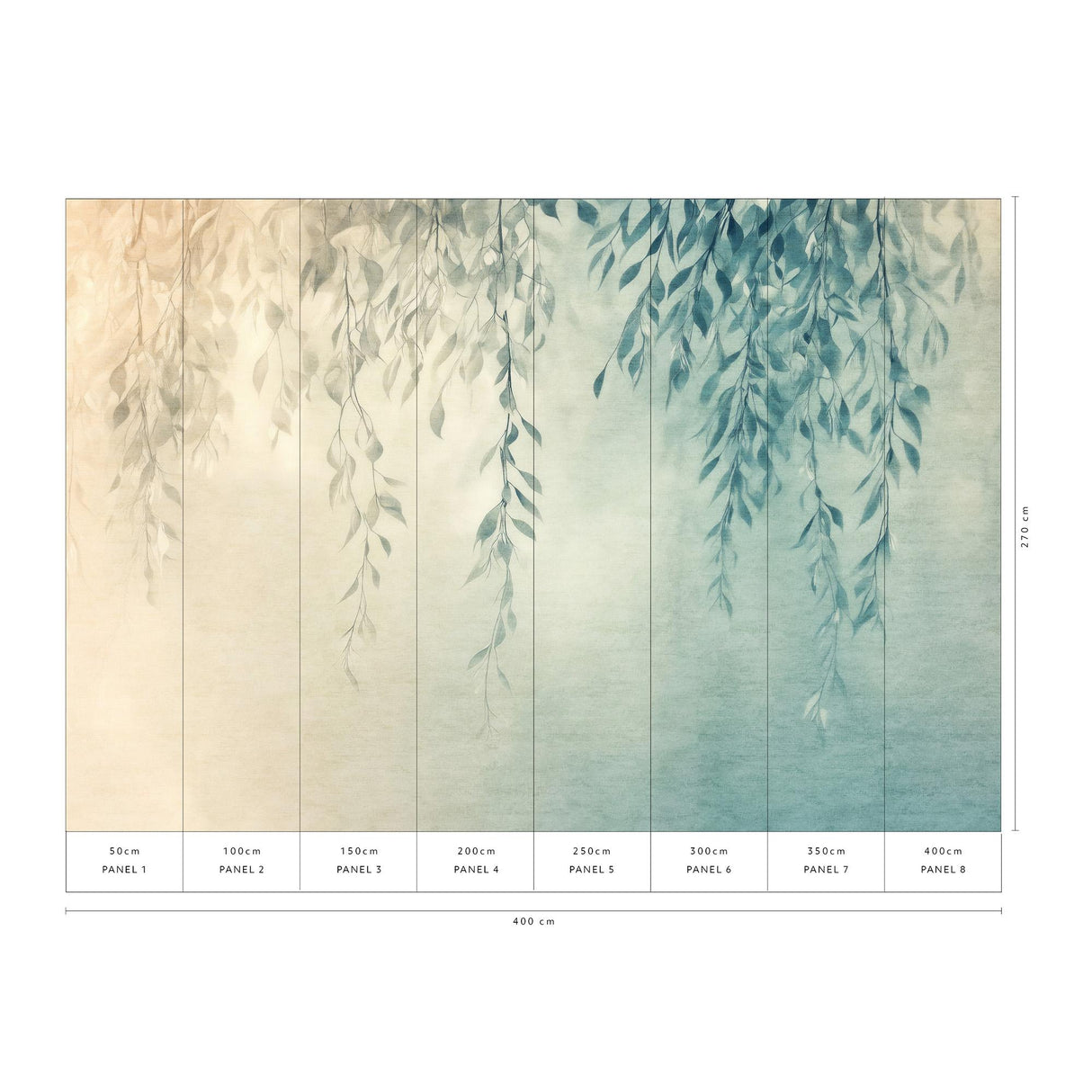 Veer Decor Silent Leaves Teal Wall Mural