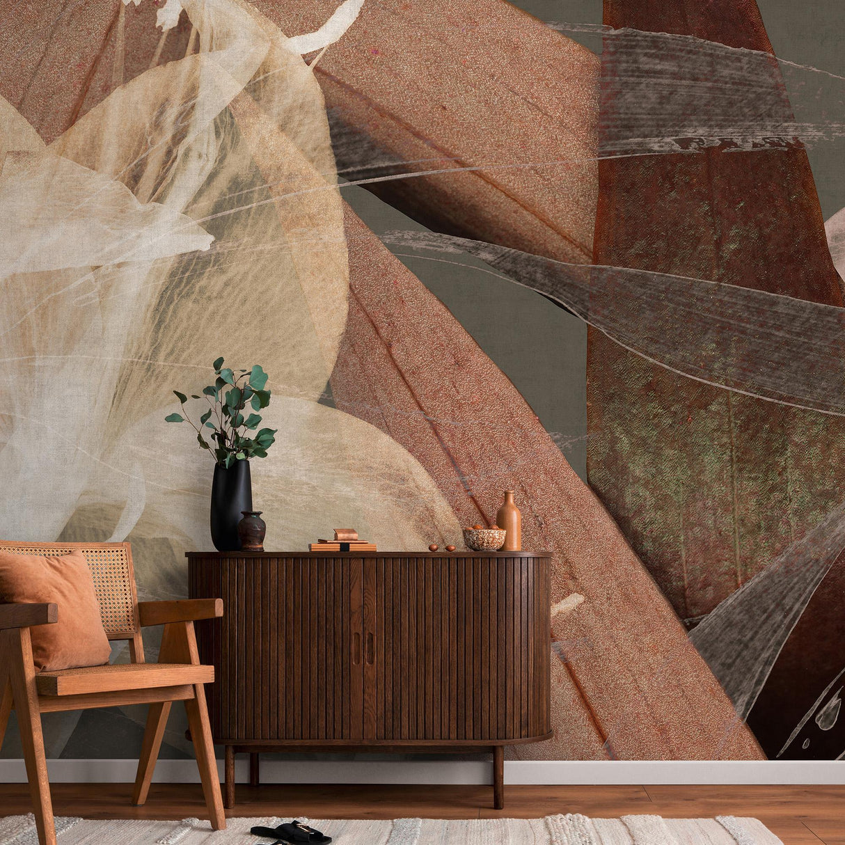 Veer Decor Fading Flower Brown Wall Mural
