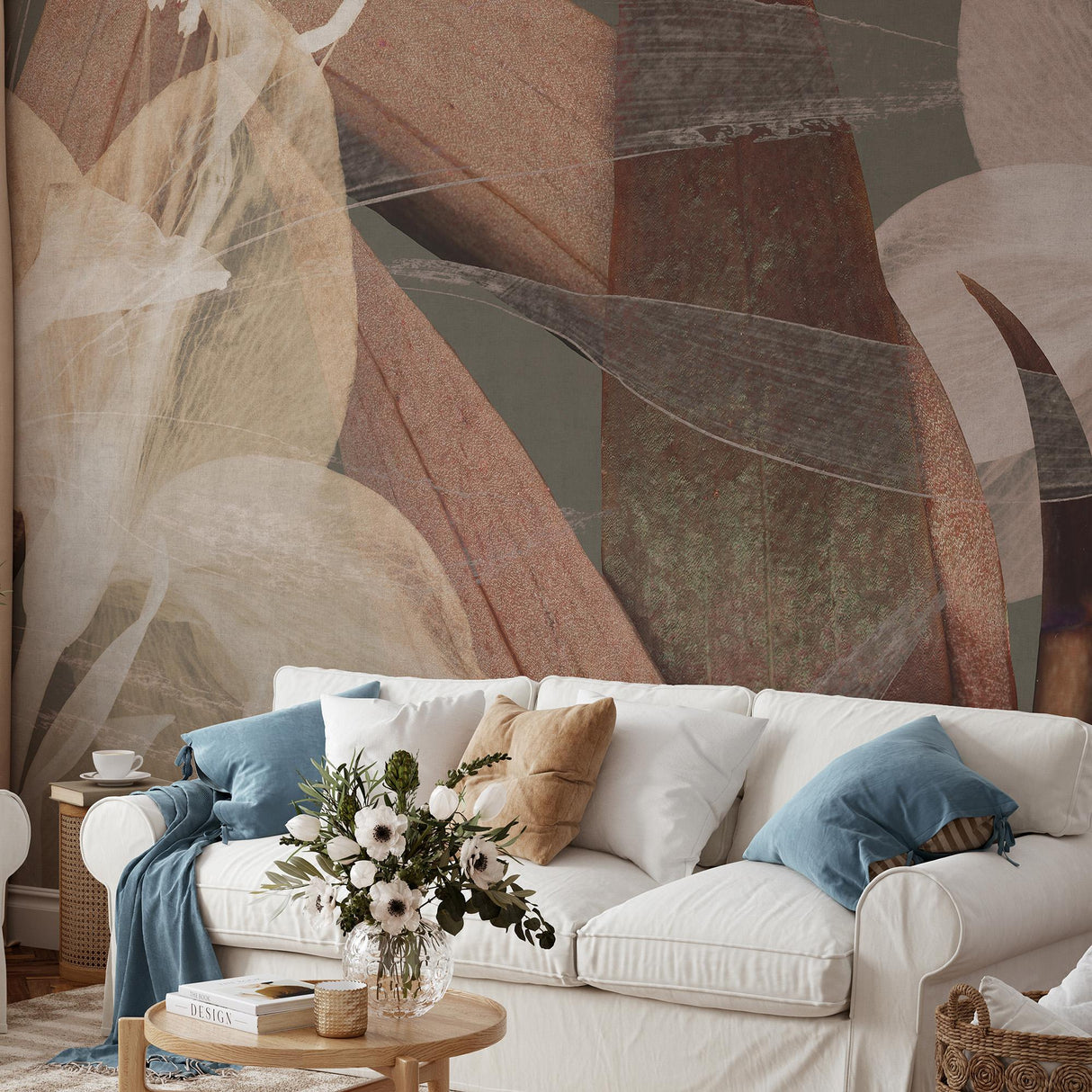 Veer Decor Fading Flower Brown Wall Mural