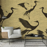 Veer Decor Black Feathers Gold Wall Mural