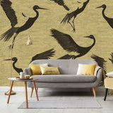 Veer Decor Black Feathers Gold Wall Mural