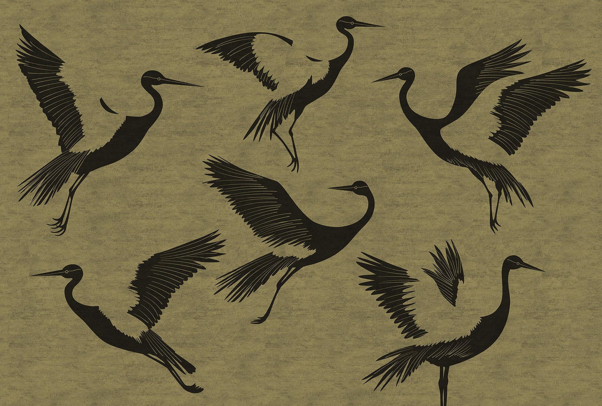 Veer Decor Black Feathers Gold Wall Mural