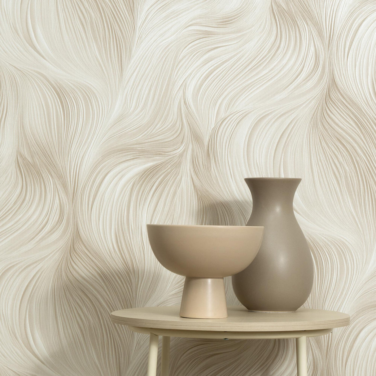 Veer Decor Waves of Light Beige Wallpaper