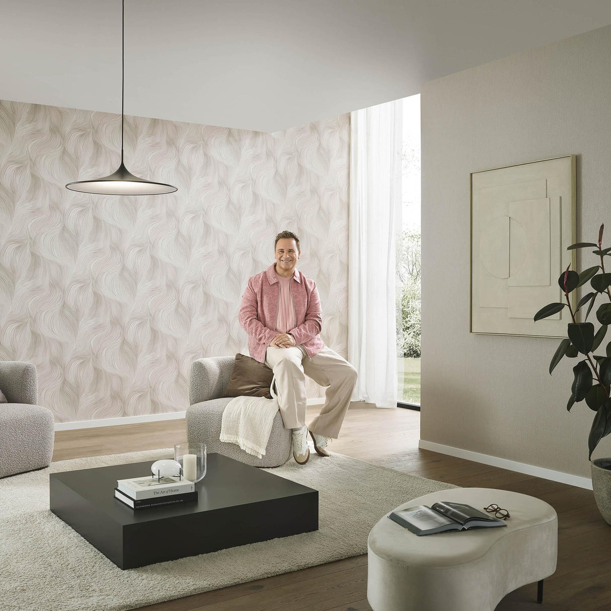 Veer Decor Waves of Light Pink Wallpaper