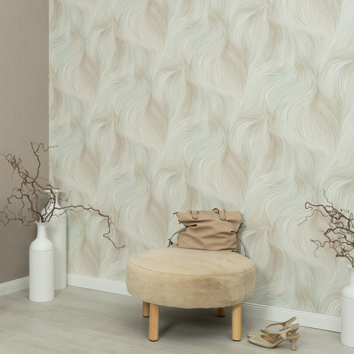 Veer Decor Waves of Light Teal Wallpaper