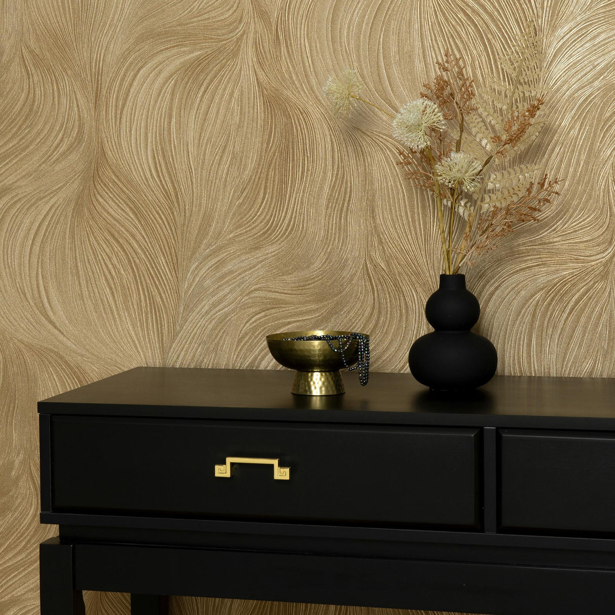 Veer Decor Waves of Light Gold Wallpaper