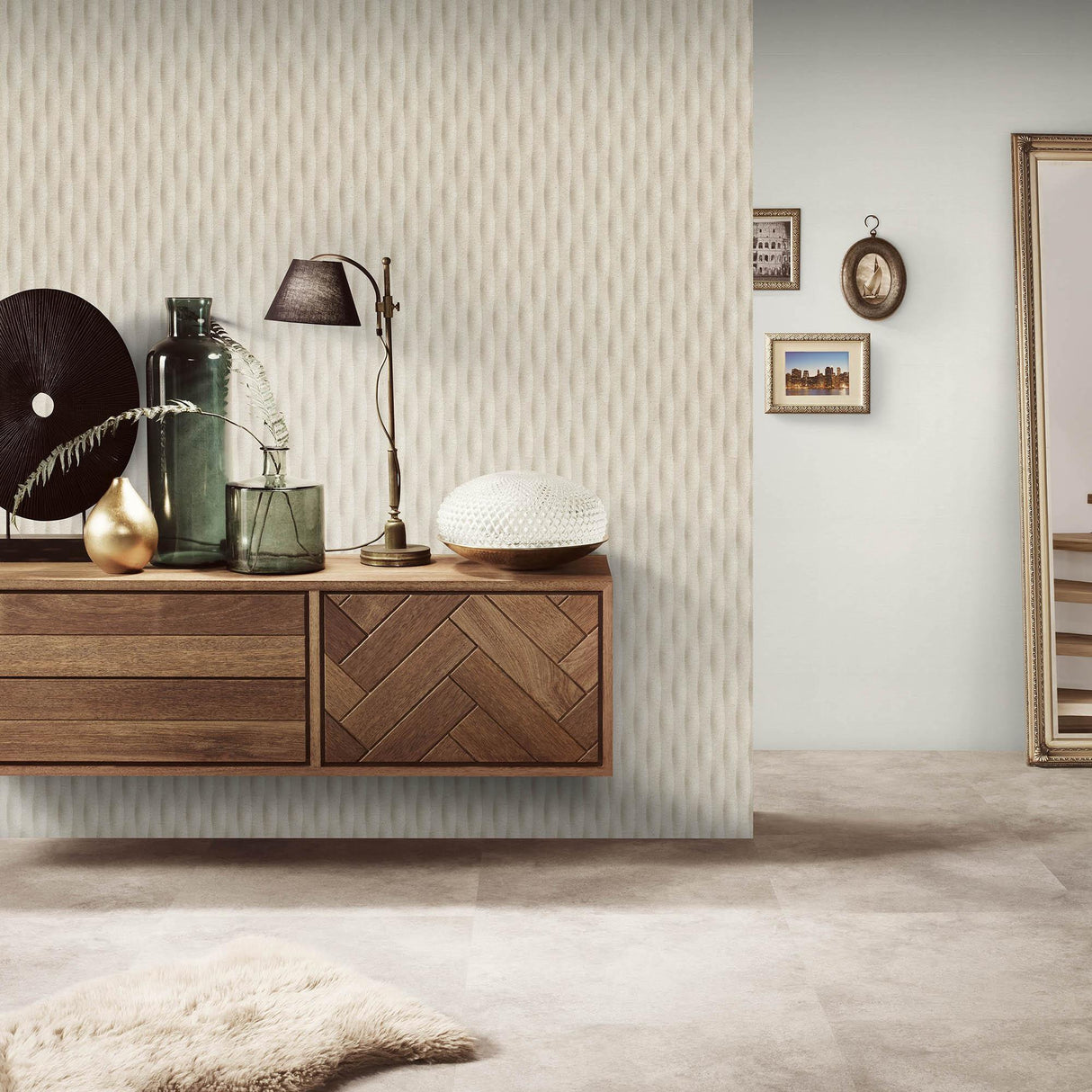 Veer Decor Concrete Illusion Beige Wallpaper