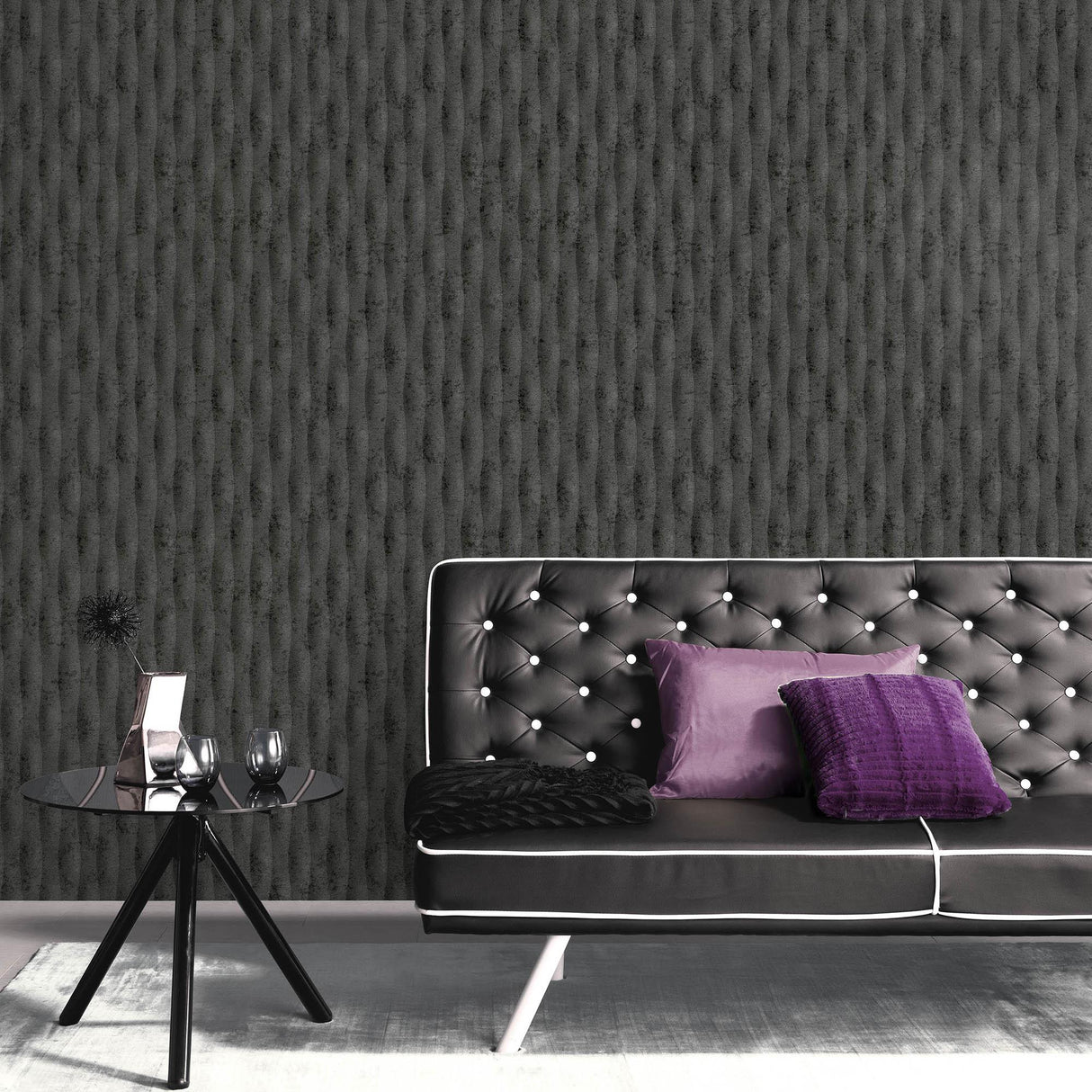 Veer Decor Concrete Illusion Black Wallpaper