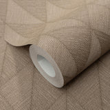 Veer Decor Woven Diamond Whisper Brown Wallpaper