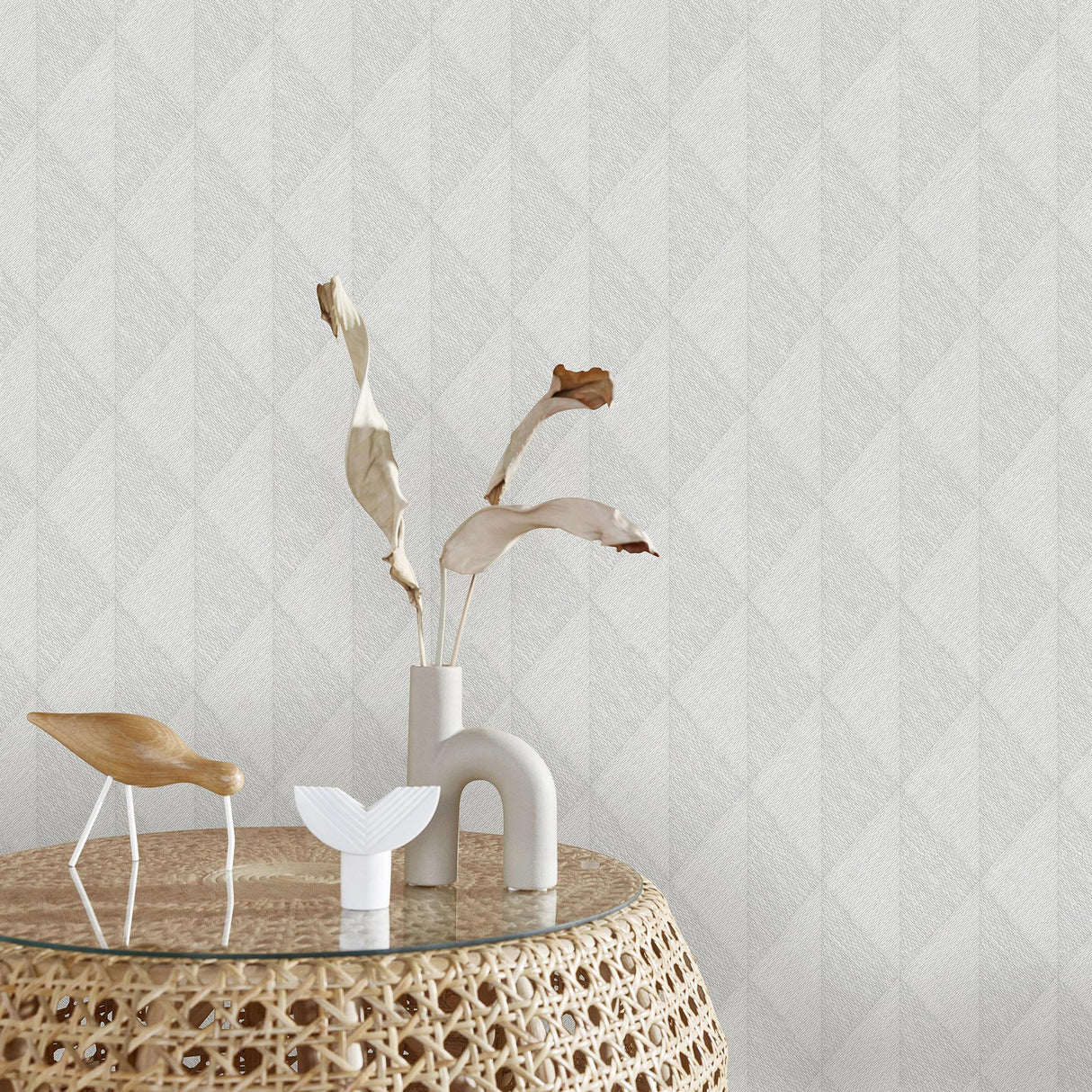 Veer Decor Woven Diamond Whisper Grey Wallpaper