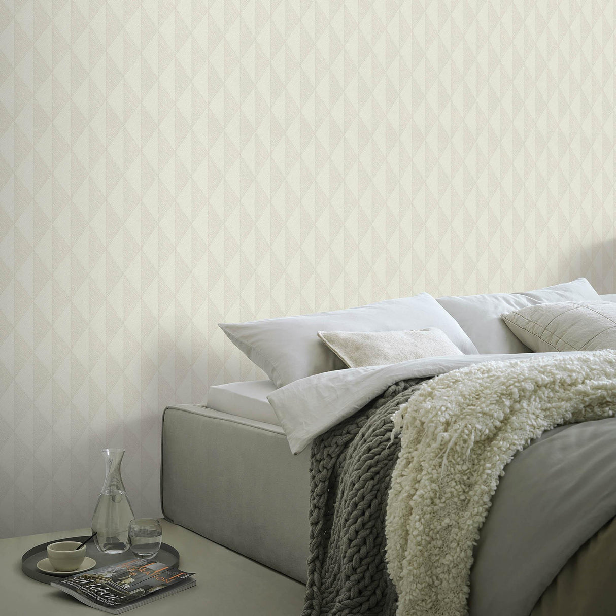 Veer Decor Woven Diamond Whisper Taupe Wallpaper