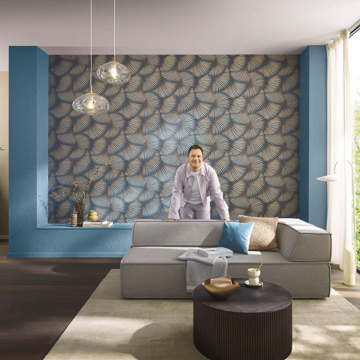 Veer Decor Twill Blue Wallpaper