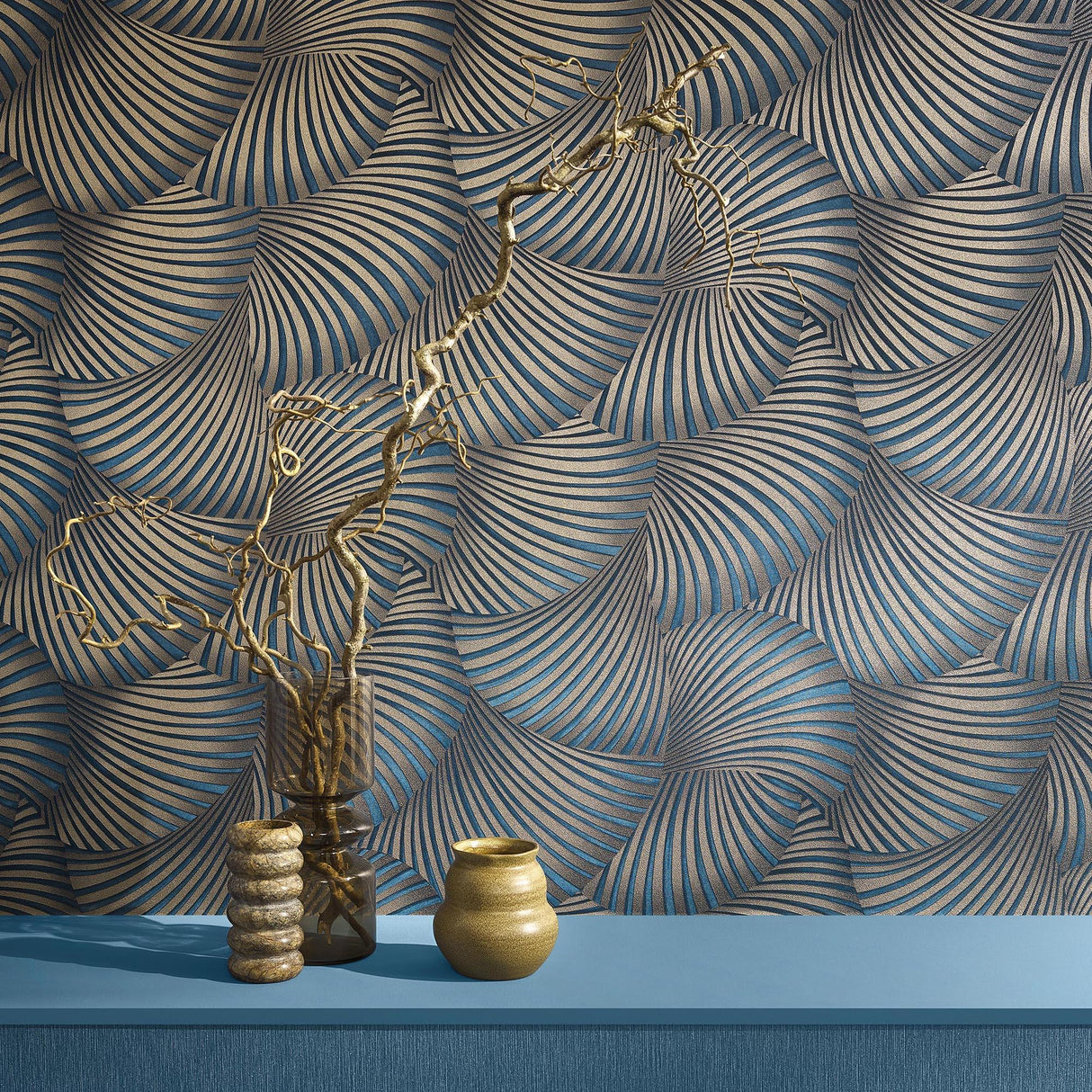 Veer Decor Twill Blue Wallpaper
