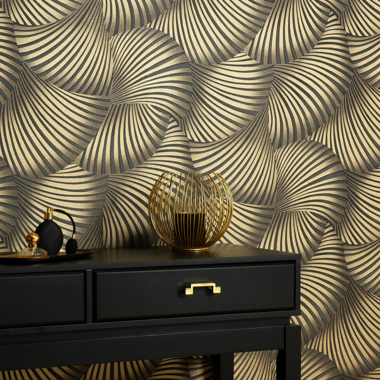 Veer Decor Twill Black Wallpaper