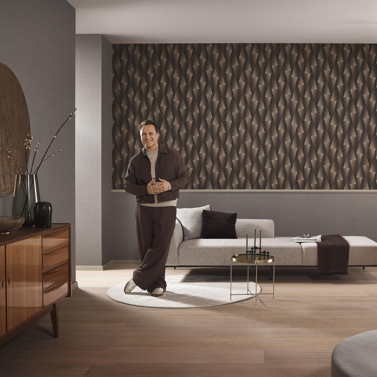 Veer Decor Shift Brown Wallpaper