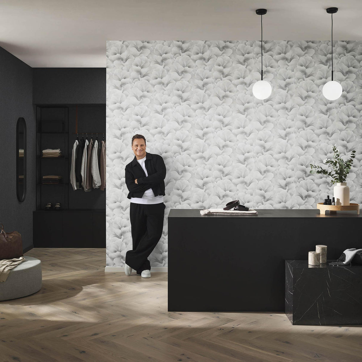 Veer Decor Floral Glow Grey Wallpaper