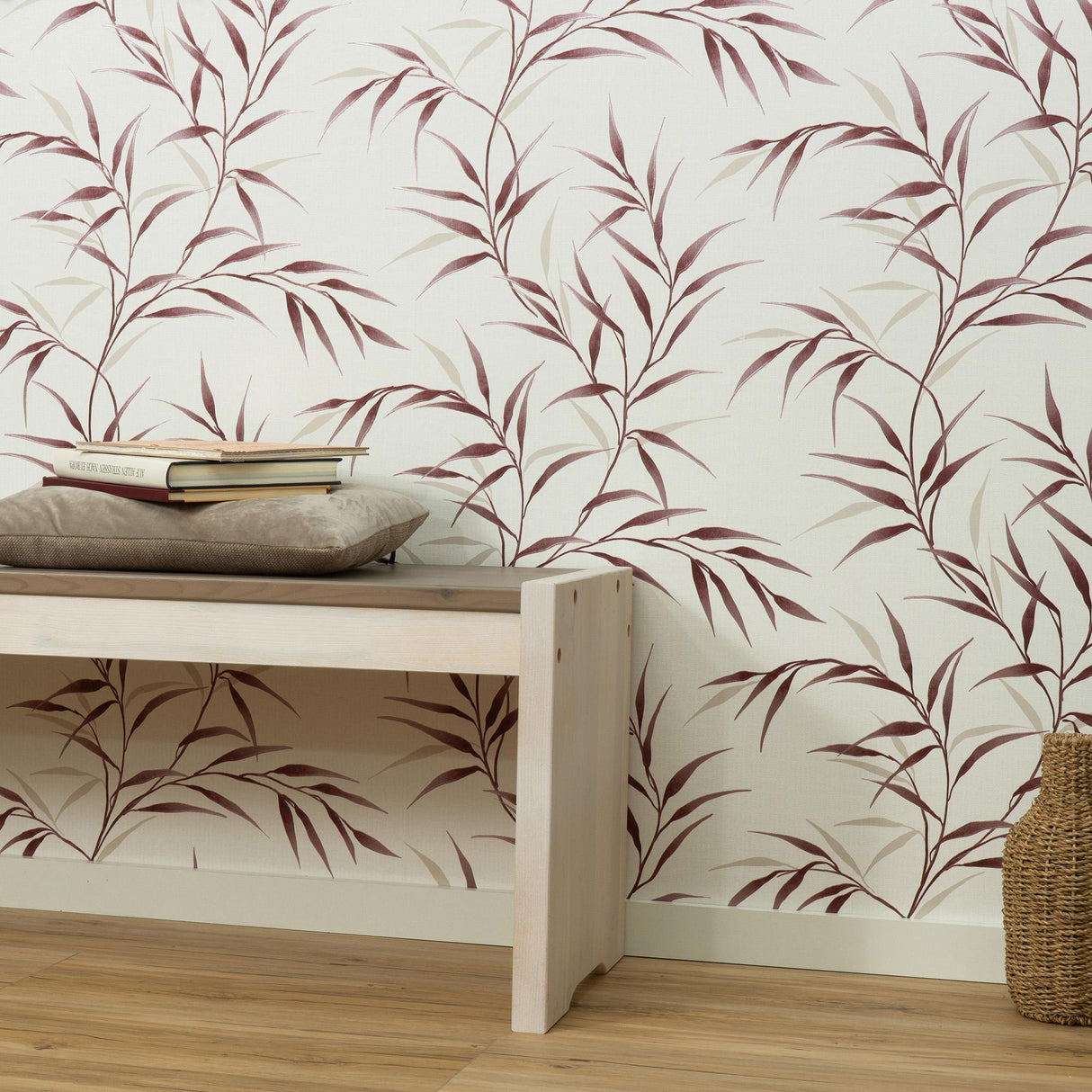 Veer Decor Yamato Leaves Red Wallpaper