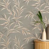 Veer Decor Yamato Leaves Brown Wallpaper