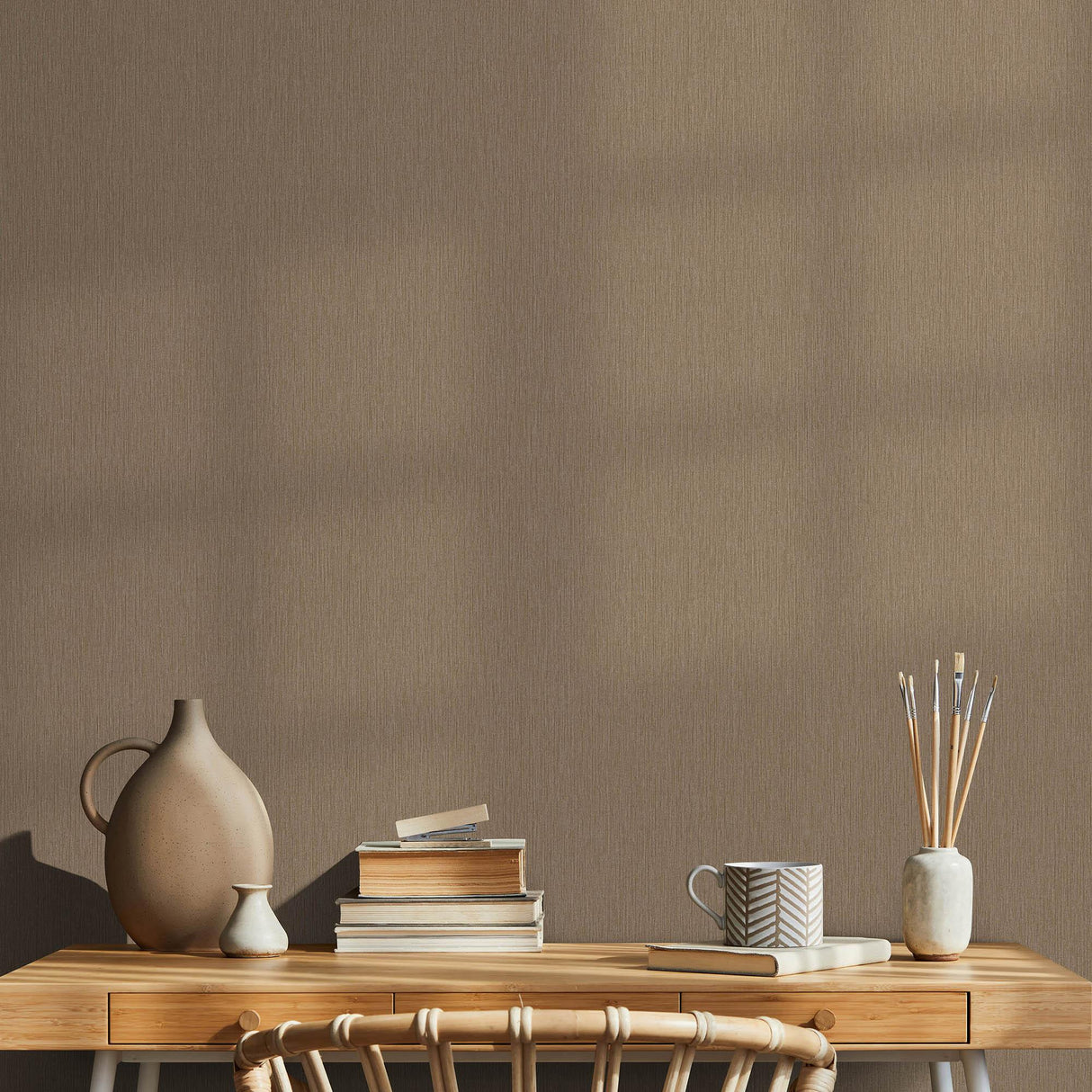 Veer Decor Soft Loom Stria Brown Wallpaper