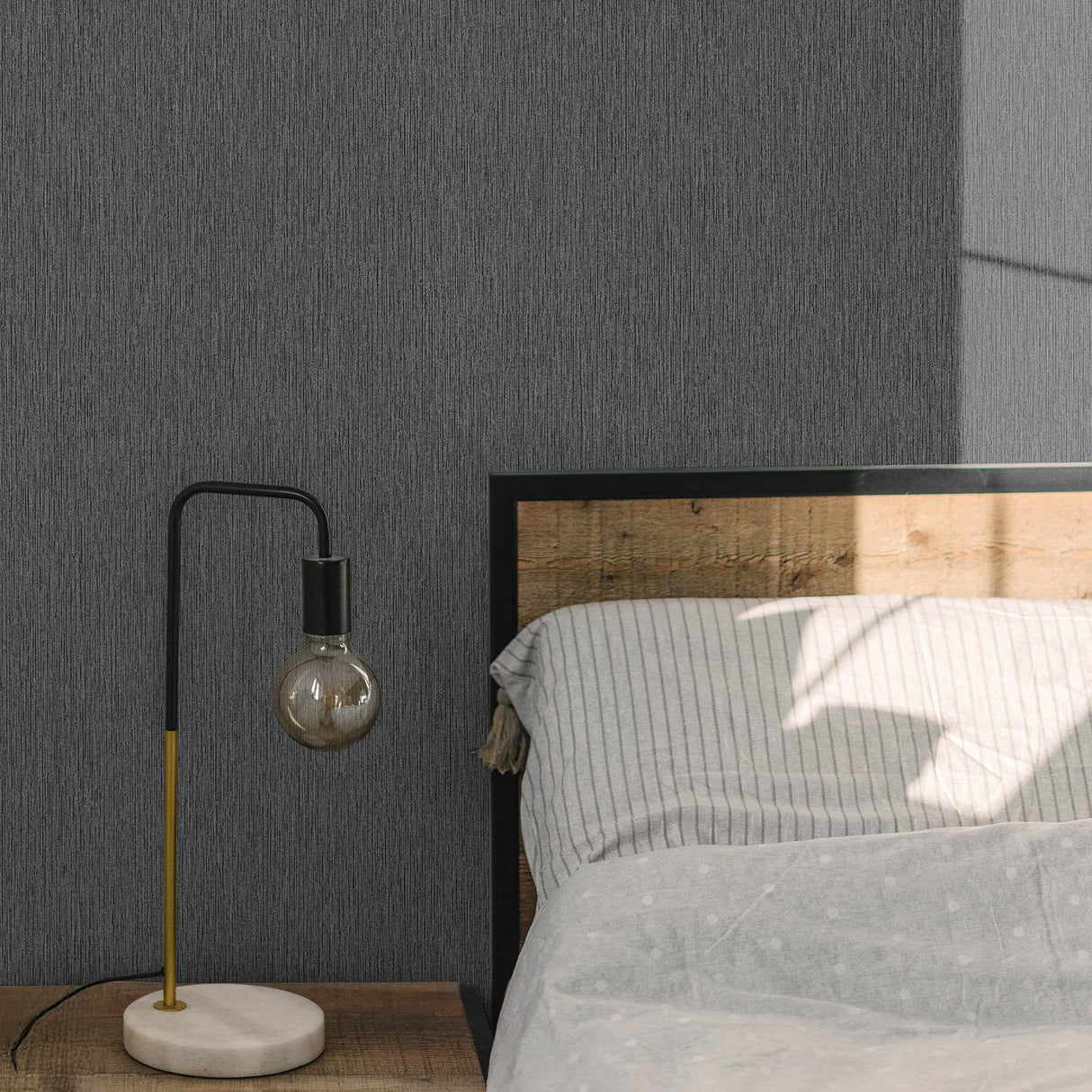Veer Decor Soft Loom Stria Black Wallpaper