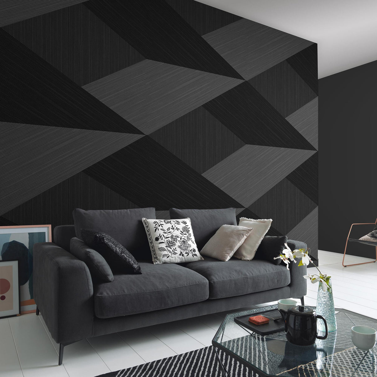 Veer Decor Shadow Grid Black Wall Mural