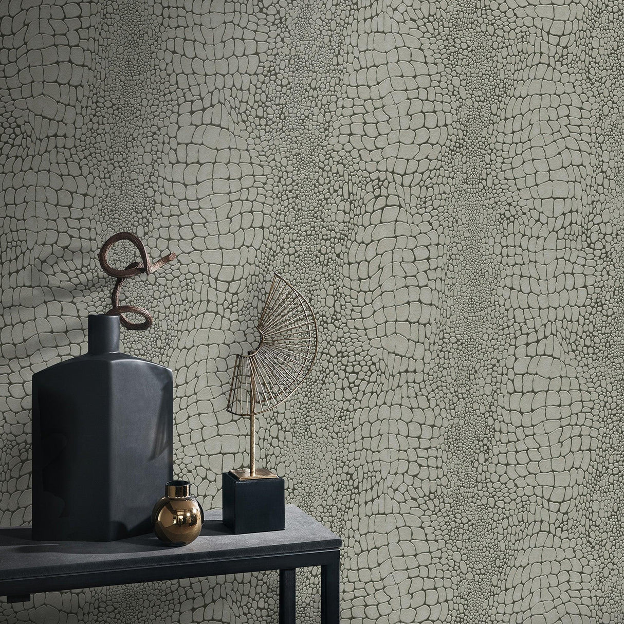 Veer Decor Scala Crocodile Skin Brown Wallpaper