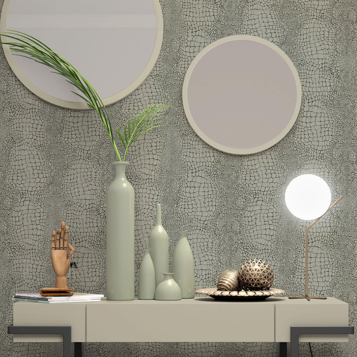 Veer Decor Scala Crocodile Skin Brown Wallpaper